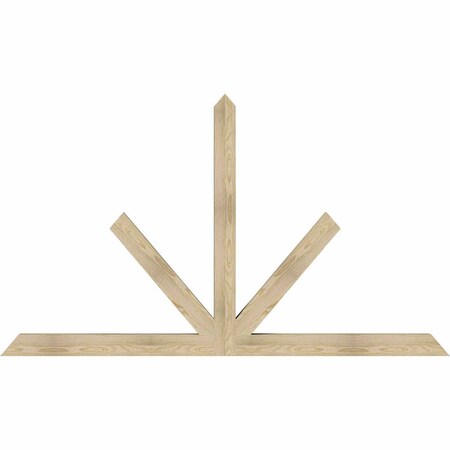 Ekena Millwork Saratoga Rough Sawn Timber Gable Bracket, Douglas Fir, 84"W x 49"H x 4"D x 4"F, 14/12 Pitch GBW084X49X0404SAR00RDF